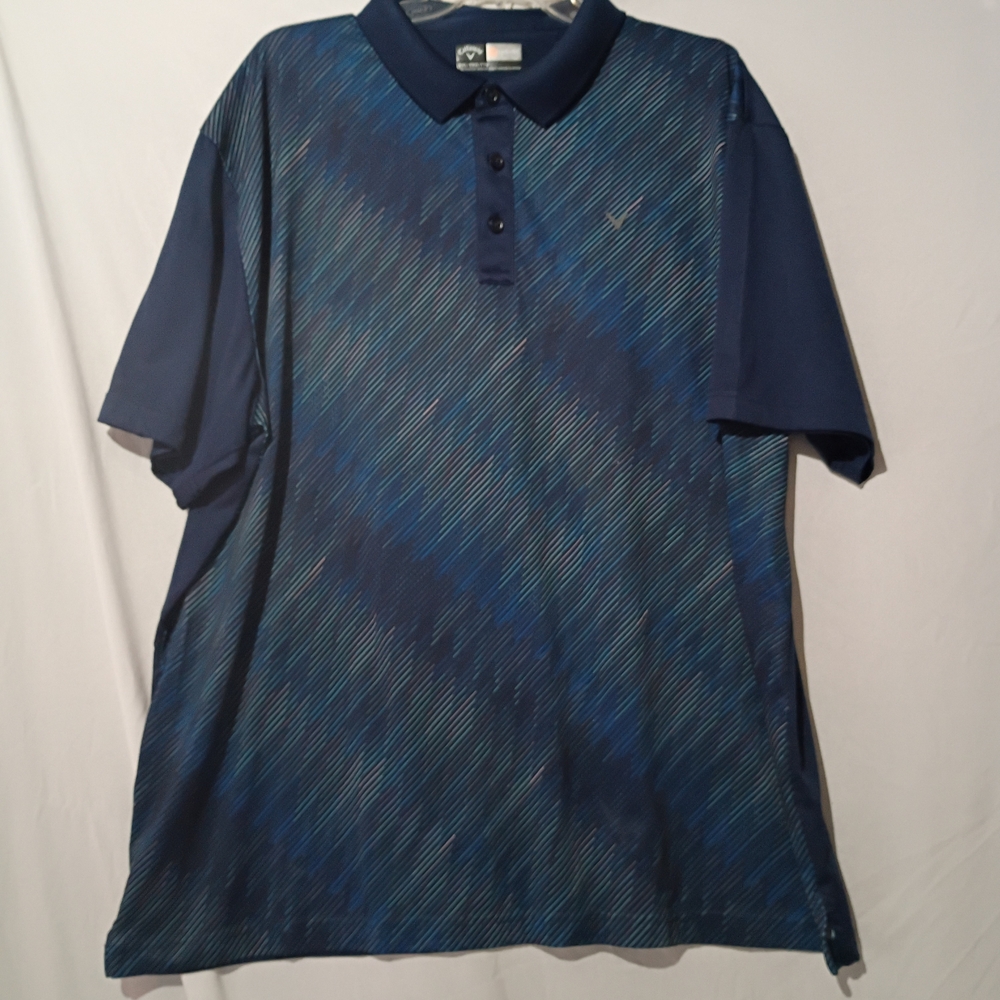 Callaway Navy and Blue Patterned Polo Shirt